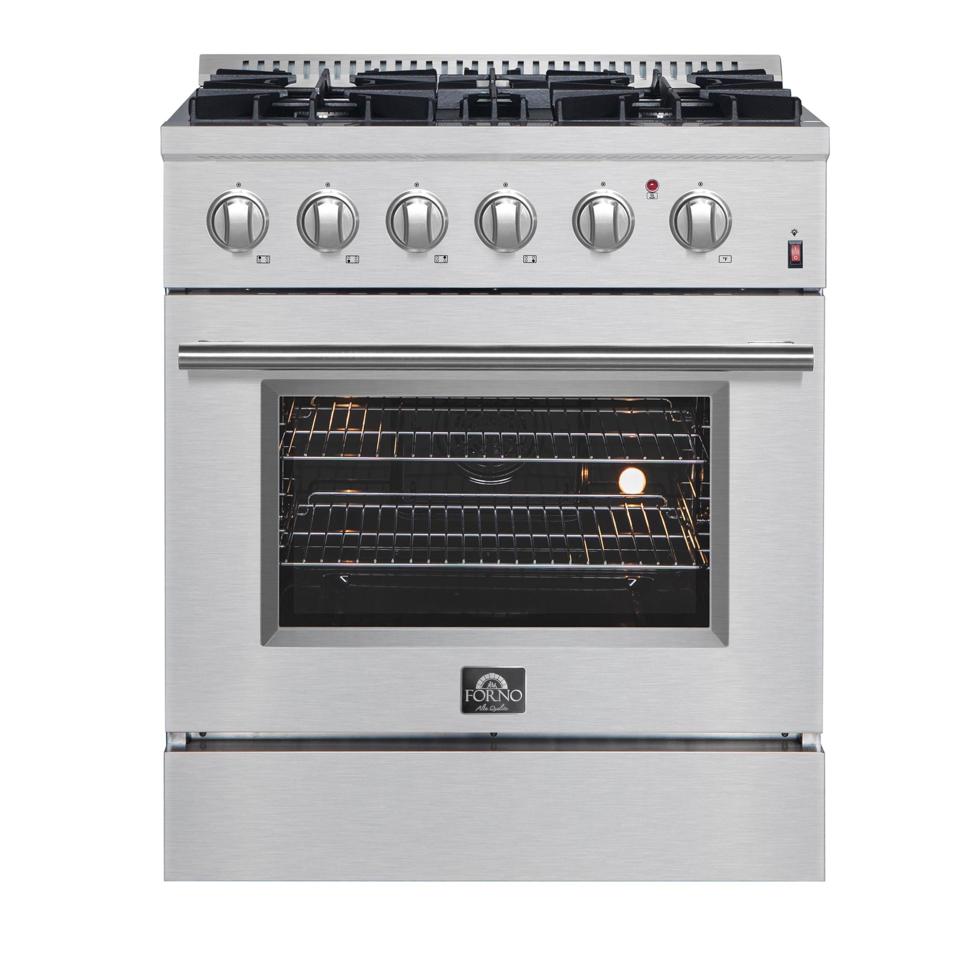 Forno FFSGS619730 Forno Marco 30-Inch Dual Fuel Range, Stainless Steel, 4 Burners, 37,000 Btu, True Convection Oven, Energy Efficient