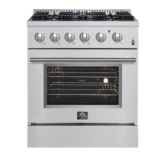 Forno FFSGS619730 Forno Marco 30-Inch Dual Fuel Range, Stainless Steel, 4 Burners, 37,000 Btu, True Convection Oven, Energy Efficient