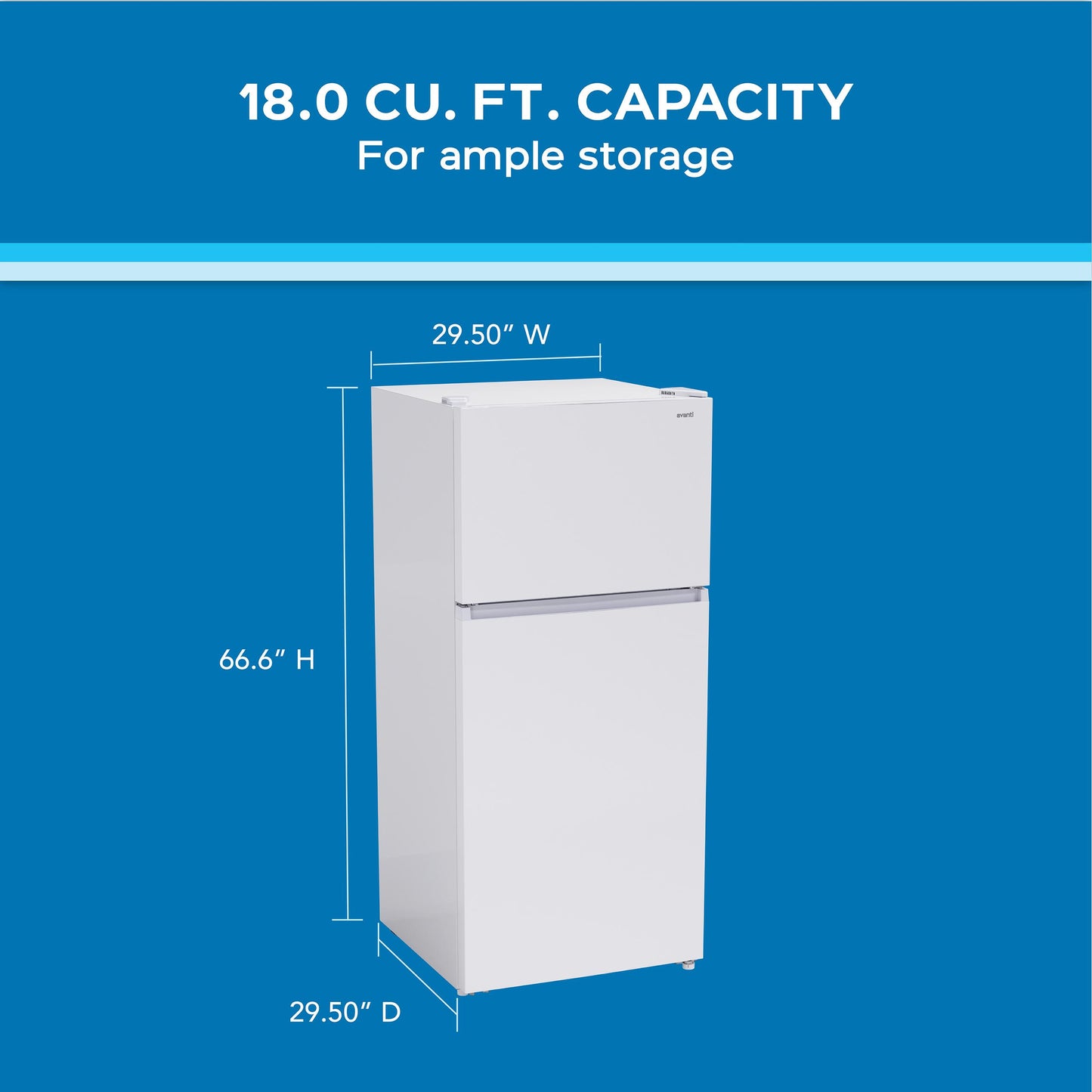 Avanti AVFF18DLJ0W Avanti Frost-Free Apartment Size Garage Ready Refrigerator, 18.0 Cu. Ft. Capacity, In White (Avff18Dlj0W)