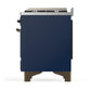 Ilve UM60FSQNR3MBBLP Ilve Um60Fsqnr3Mbblp Majestic Iii 60 Inch Dual Fuel Range With 7 Burners, Griddle And French Top, Dual Function Burner With Up To 25,000 Btu (Liquid Propane, Solid Door, Midnight Blue, Burnished)