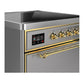 Ilve UMIB30QNR3SSG Ilve Umib30Qnr3Ssg Majestic Iii 30 Inch Induction Range With 4 Elements, 4 Cu. Ft. Oven Capacity (Solid Door, Stainless Steel, Brass)