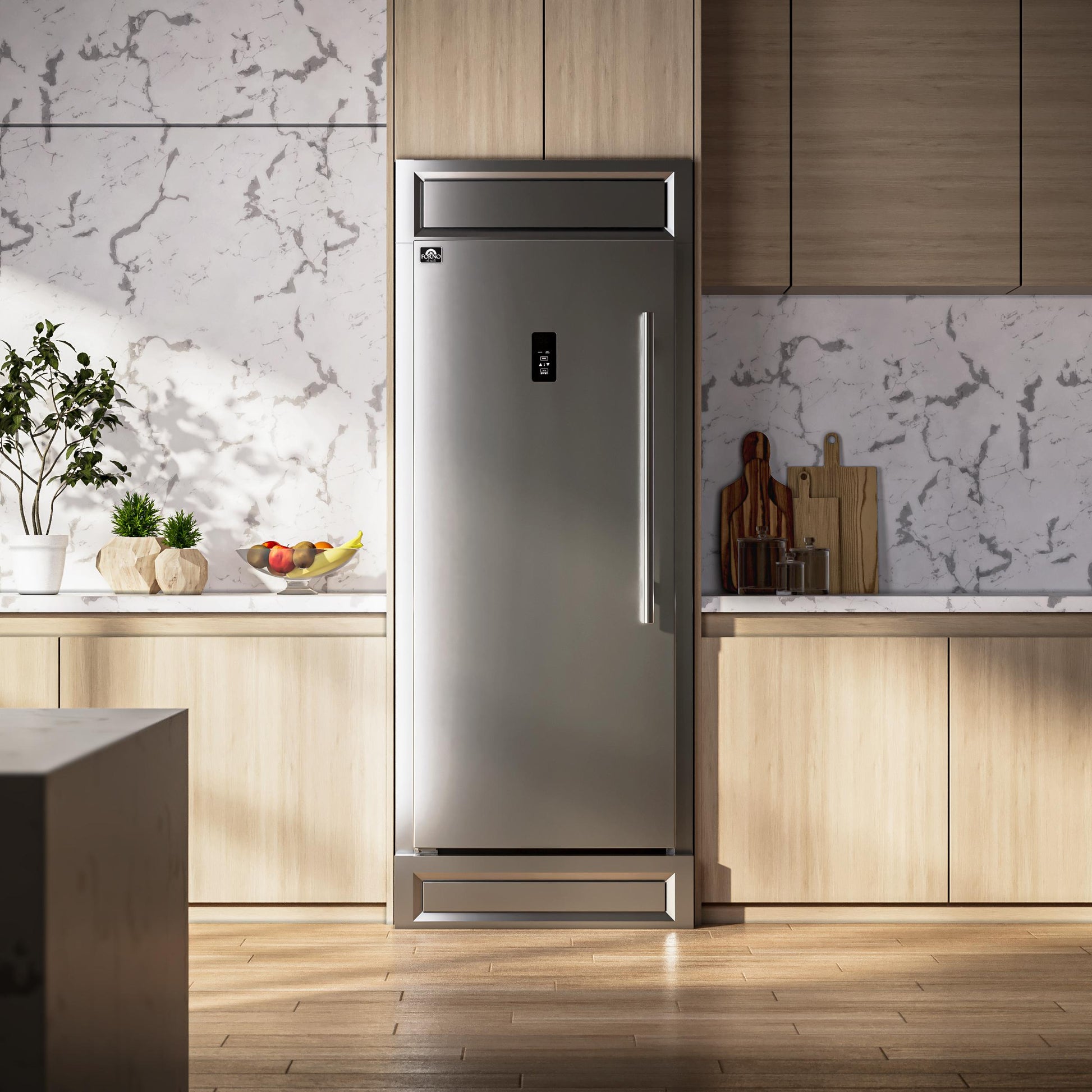 Forno FFFFD173832LMG Forno Fortezza 32 Inch Left-Swing Freezer With Trim Kit, Stainless Steel, With Automatic Ice Maker