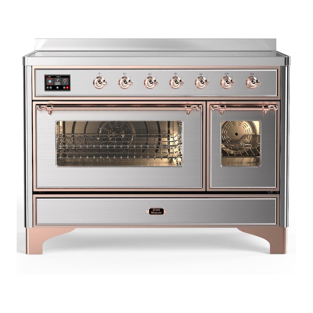 Ilve UMIB48NR3SSP Ilve Umib48Nr3Ssp Majestic Iii 48 Inch Induction Range With 6 Elements, 5.02 Cu. Ft. Total Oven Capacity (Triple Glass Door, Stainless Steel, Copper)