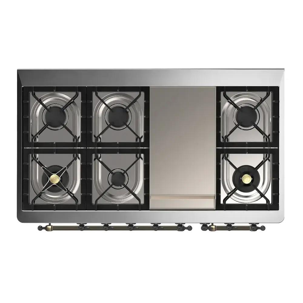 Ilve UM48FNR3RABLP Ilve Um48Fnr3Rablp Majestic Iii 48 Inch Dual Fuel Range With 8 Burners And Griddle, Dual Function Burner Up To 25,000 Btu (Liquid Propane, Triple Glass Door, Ral, Burnished)