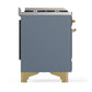Ilve UM48FSNR3BGGLP Ilve Um48Fsnr3Bgglp Majestic Iii 48 Inch Dual Fuel Range With 5 Black Brass Burners, Griddle And French Top, Dual Function Burner Up To 25,000 Btu (Liquid Propane, Triple Glass Door, Blue Grey, Brass)