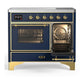 Ilve UMDIB40NR3MBG Ilve Umdib40Nr3Mbg Majestic Iii 40 Inch Induction Range With 6 Elements, 3.82 Cu. Ft. Total Oven Capacity (Triple Glass Door, Midnight Blue, Brass)