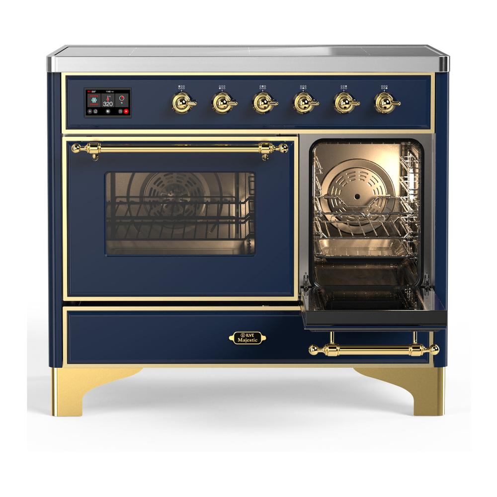 Ilve UMDIB40NR3MBG Ilve Umdib40Nr3Mbg Majestic Iii 40 Inch Induction Range With 6 Elements, 3.82 Cu. Ft. Total Oven Capacity (Triple Glass Door, Midnight Blue, Brass)