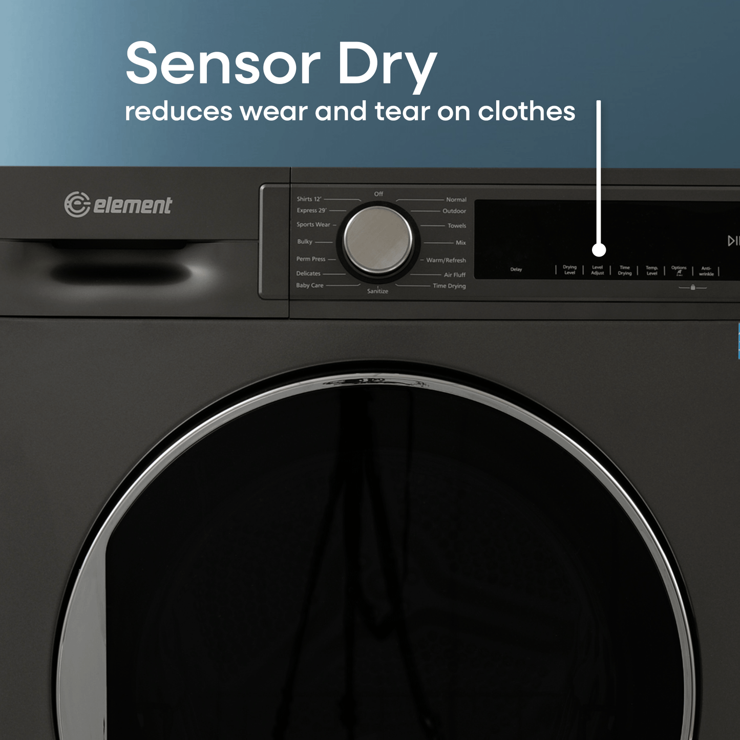 Element Appliance ECD4224EGG Element 4.0 Cu. Ft. Front Load Electric Dryer - Gray, Energy Star (Ecd4224Egg)