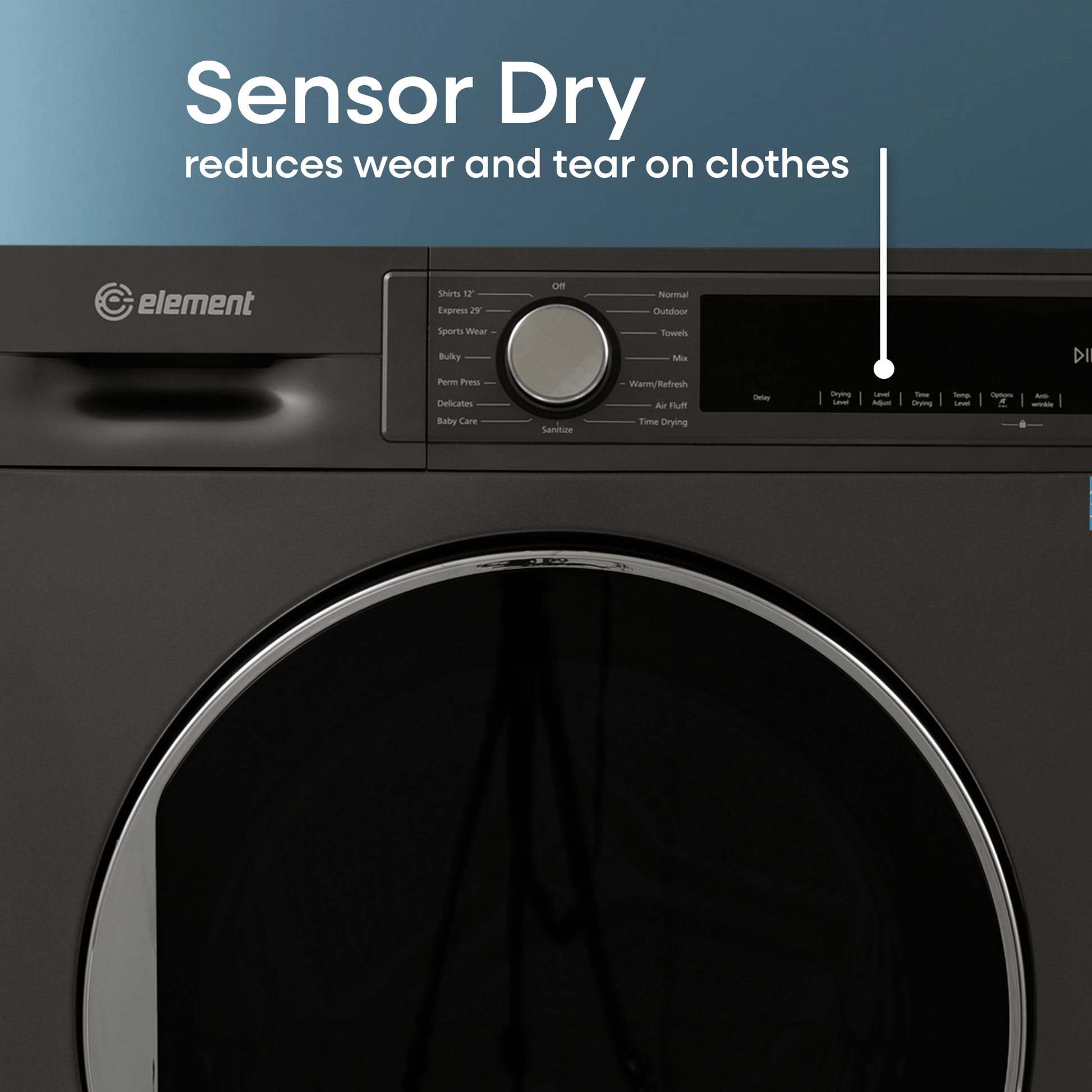 Element Appliance ECD4224EGG Element 4.0 Cu. Ft. Front Load Electric Dryer - Gray, Energy Star (Ecd4224Egg)