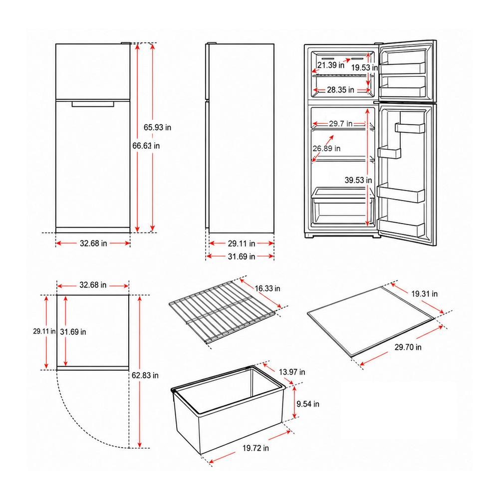 Verona VEFTF3324RBK Verona Veftf3324Rbk 33 Inch Top Freezer Refrigerator With 24 Cu. Ft. Total Capacity, Reversible Doors, Recessed Handle, Energy Star (Black)