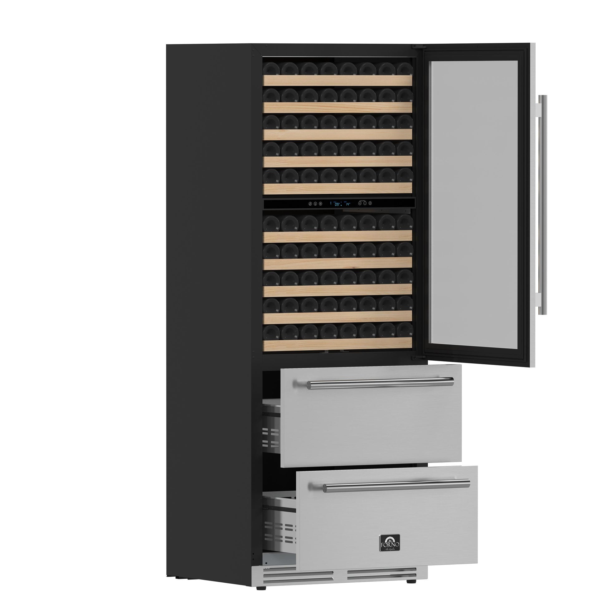 Forno FWCDR669730S Forno Celano 30-Inch Triple Zone Wine And Beverage Cooler, 21.3 Cu.Ft, Stainless Steel