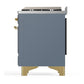 Ilve UMD40FNR3BGG Ilve Umd40Fnr3Bgg Majestic Iii 40 Inch Dual Fuel Range With 6 Burners And Griddle, Dual Function Burner Up To 25,000 Btu (Natural Gas, Triple Glass Door, Blue Grey, Brass)
