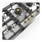Ilve UHCPT125NSSGLP Ilve Uhcpt125Nssglp Nostalgie Ii 48 Inch Built-In Gas Cooktop With Total Black Brass Burners, In Stainless Steel (6 Sealed Burners, Liquid Propane, Brass)