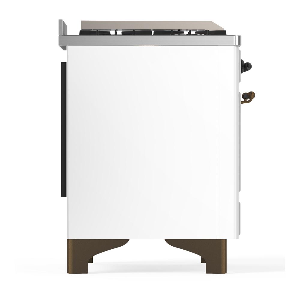 Ilve UM60FSQNR3WHB Ilve Um60Fsqnr3Whb Majestic Iii 60 Inch Dual Fuel Range With 7 Burners, Griddle And French Top, Dual Function Burner With Up To 25,000 Btu (Natural Gas, Solid Door, White, Burnished)