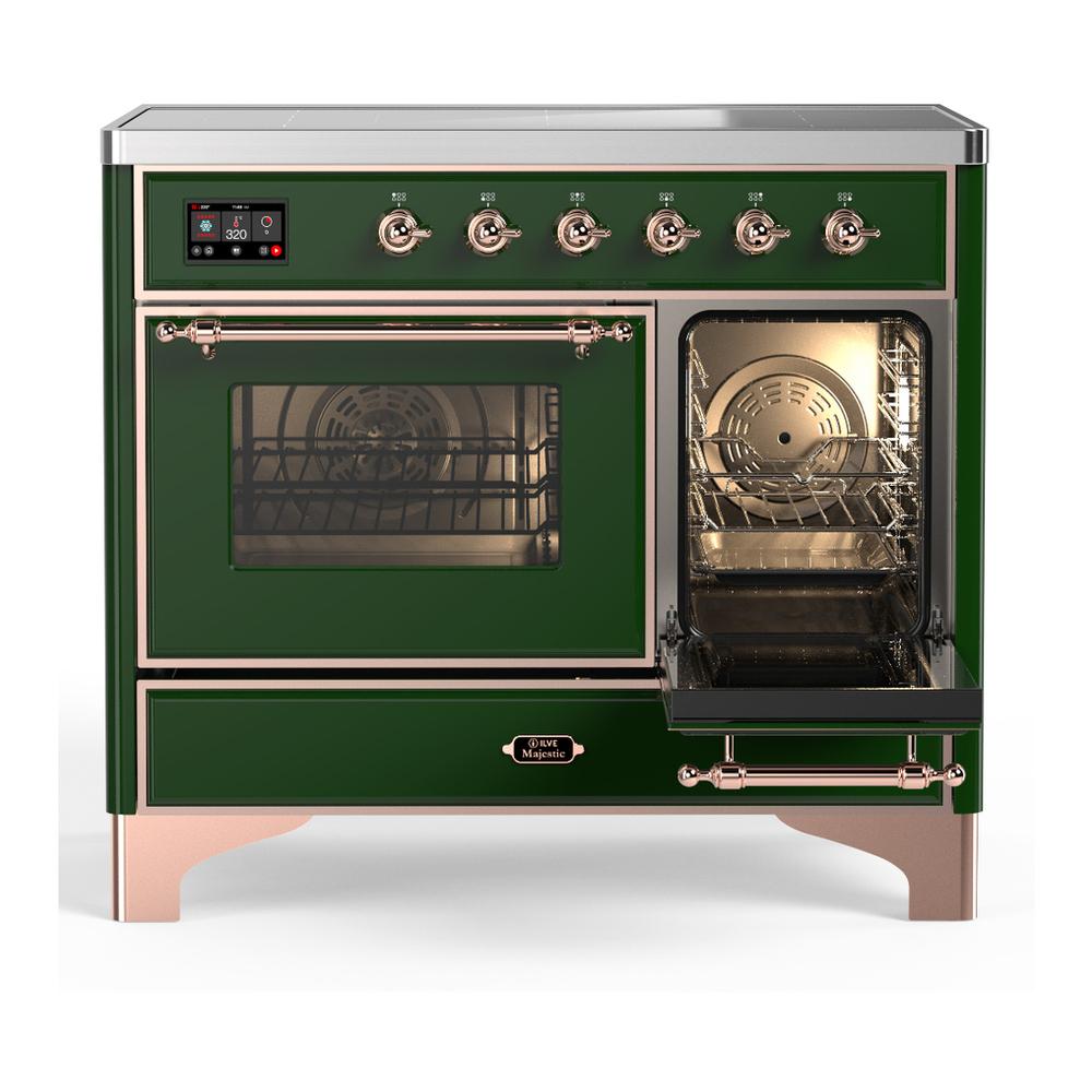 Ilve UMDIB40NR3EGP Ilve Umdib40Nr3Egp Majestic Iii 40 Inch Induction Range With 6 Elements, 3.82 Cu. Ft. Total Oven Capacity (Triple Glass Door, Emerald Green, Copper)