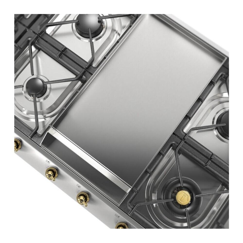 Ilve UHCP1265FNSSGLP Ilve Uhcp1265Fnssglp Nostalgie Ii 48 Inch Gas Cooktop With 8 Burners, Griddle, In Stainless Steel (Liquid Propane, Brass)
