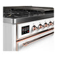 Ilve UM48FQNR3WHPLP Ilve Um48Fqnr3Whplp Majestic Iii 48 Inch Dual Fuel Range With 8 Burners And Griddle, Dual Function Burner Up To 25,000 Btu (Liquid Propane, Solid Door, White, Copper)