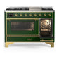 Ilve UM48FNR3EGGLP Ilve Um48Fnr3Egglp Majestic Iii 48 Inch Dual Fuel Range With 8 Burners And Griddle, Dual Function Burner Up To 25,000 Btu (Liquid Propane, Triple Glass Door, Emerald Green, Brass)