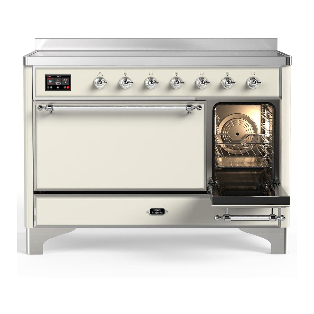 Ilve UMIB48QNR3AWC Ilve Umib48Qnr3Awc Majestic Iii 48 Inch Induction Range With 6 Elements, 5.02 Cu. Ft. Total Oven Capacity (Solid Door, Antique White, Chrome)