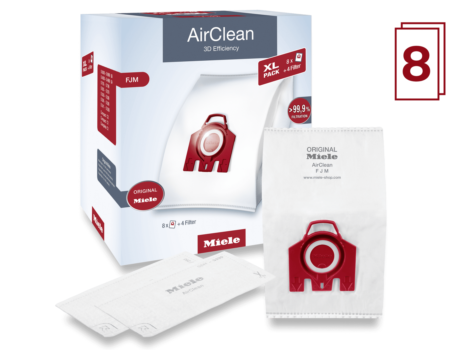 Miele FJMXLAIRCLEAN3D Xl-Pack Airclean 3D Efficiency Fjm - 8 Airclean Fjm Dustbags At A Discount Price