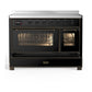 Ilve UMIB48NR3BKB Ilve Umib48Nr3Bkb Majestic Iii 48 Inch Induction Range With 6 Elements, 5.02 Cu. Ft. Total Oven Capacity (Triple Glass Door, Glossy Black, Burnished)