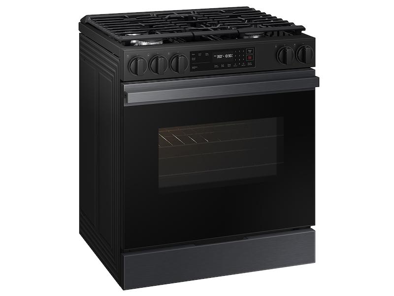 Samsung NSG6DG8100MT Bespoke 6.0 Cu. Ft. Smart Slide-In Gas Range With Precision Knobs In Matte Black Steel
