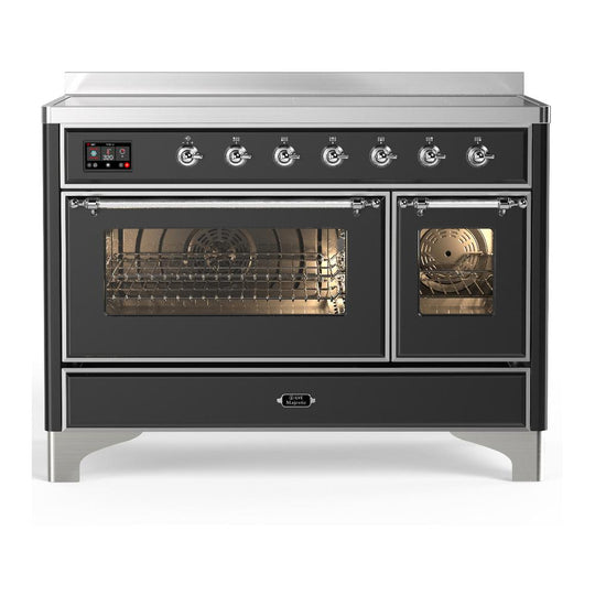 Ilve UMIB48NR3MGC Ilve Umib48Nr3Mgc Majestic Iii 48 Inch Induction Range With 6 Elements, 5.02 Cu. Ft. Total Oven Capacity (Triple Glass Door, Graphite Matte, Chrome)