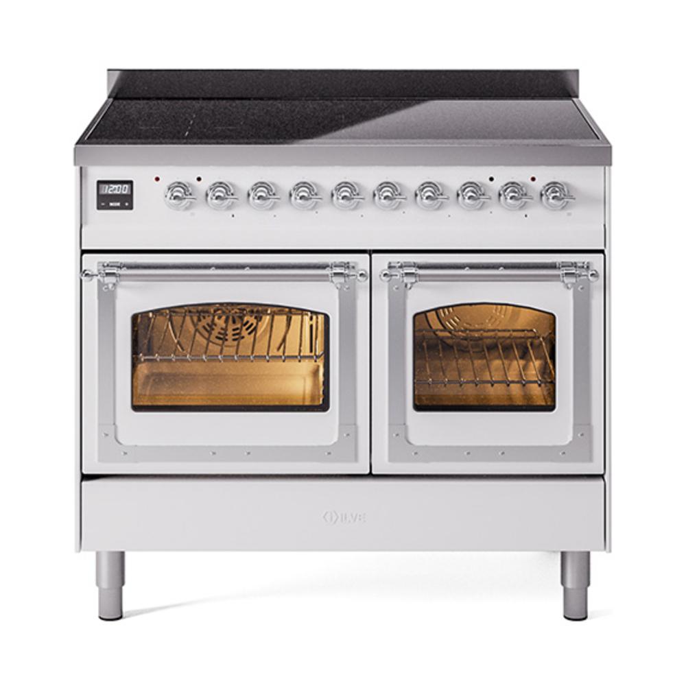 Ilve UNDI406NMPWHC Ilve Undi406Nmpwhc Nostalgie Ii Noblesse 40" Induction Range (Triple Glass Door, White, Chrome)