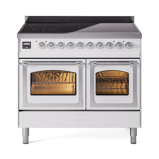 Ilve UNDI406NMPWHC Ilve Undi406Nmpwhc Nostalgie Ii Noblesse 40" Induction Range (Triple Glass Door, White, Chrome)