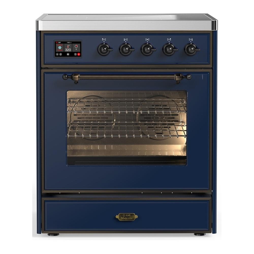 Ilve UMIB30NR3MBB Ilve Umib30Nr3Mbb Majestic Iii 30 Inch Induction Range With 4 Elements, 4 Cu. Ft. Oven Capacity (Triple Glass Door, Midnight Blue, Burnished)
