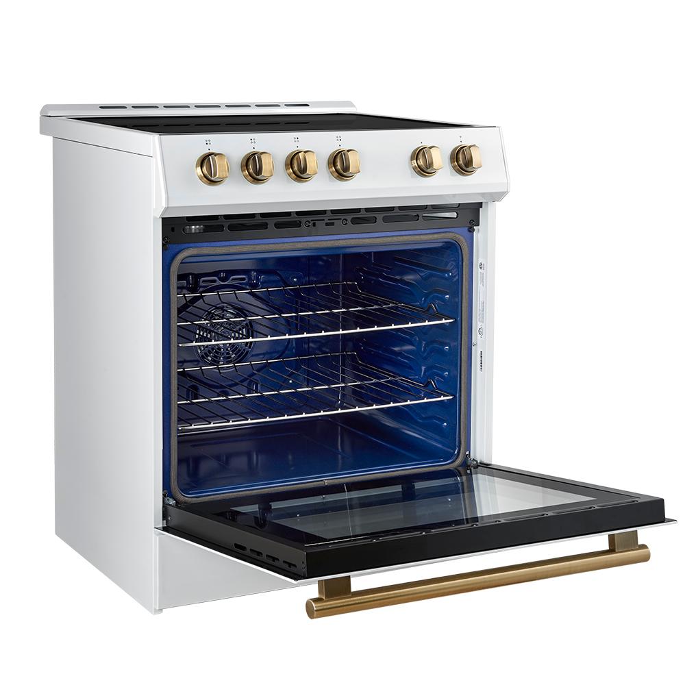 Forno FFSIN098230WHT Forno Leonardo Espresso 30-Inch Slide-In White Induction Range, Convection Oven, 5 Cooking Zones, Touch Control Panel