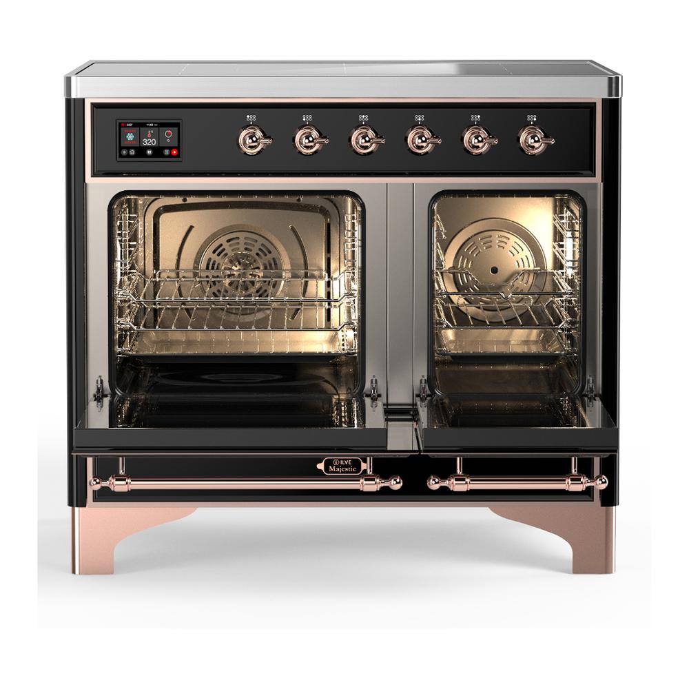 Ilve UMDIB40NR3BKP Ilve Umdib40Nr3Bkp Majestic Iii 40 Inch Induction Range With 6 Elements, 3.82 Cu. Ft. Total Oven Capacity (Triple Glass Door, Glossy Black, Copper)