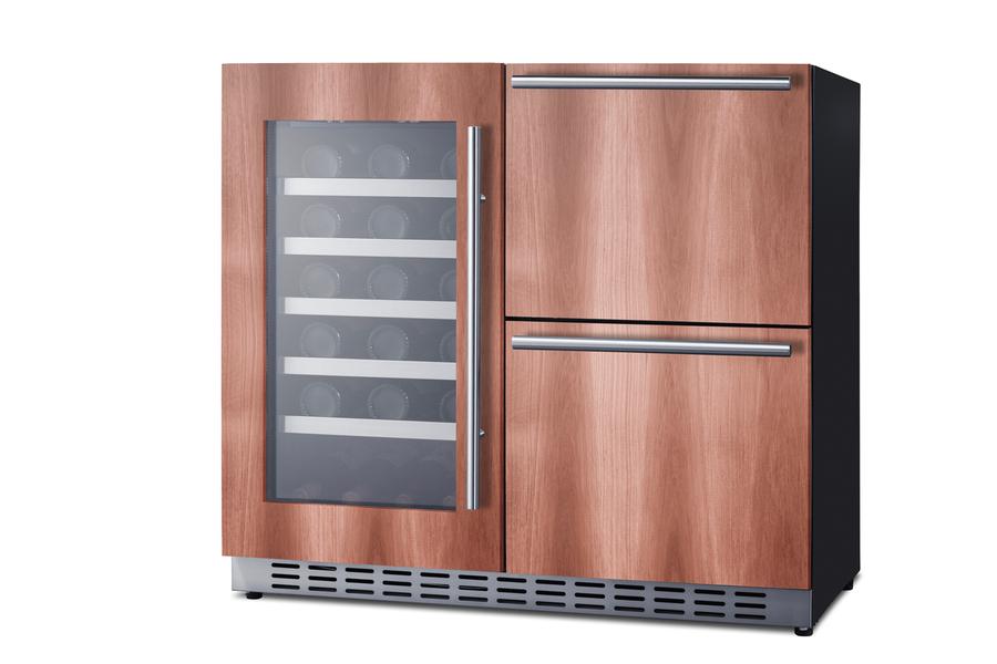 Summit ADRWC36PNR 36" Wide Combination Wine Cellar & 2-Drawer Refrigerator , Ada Compliant (Panel Not Included)