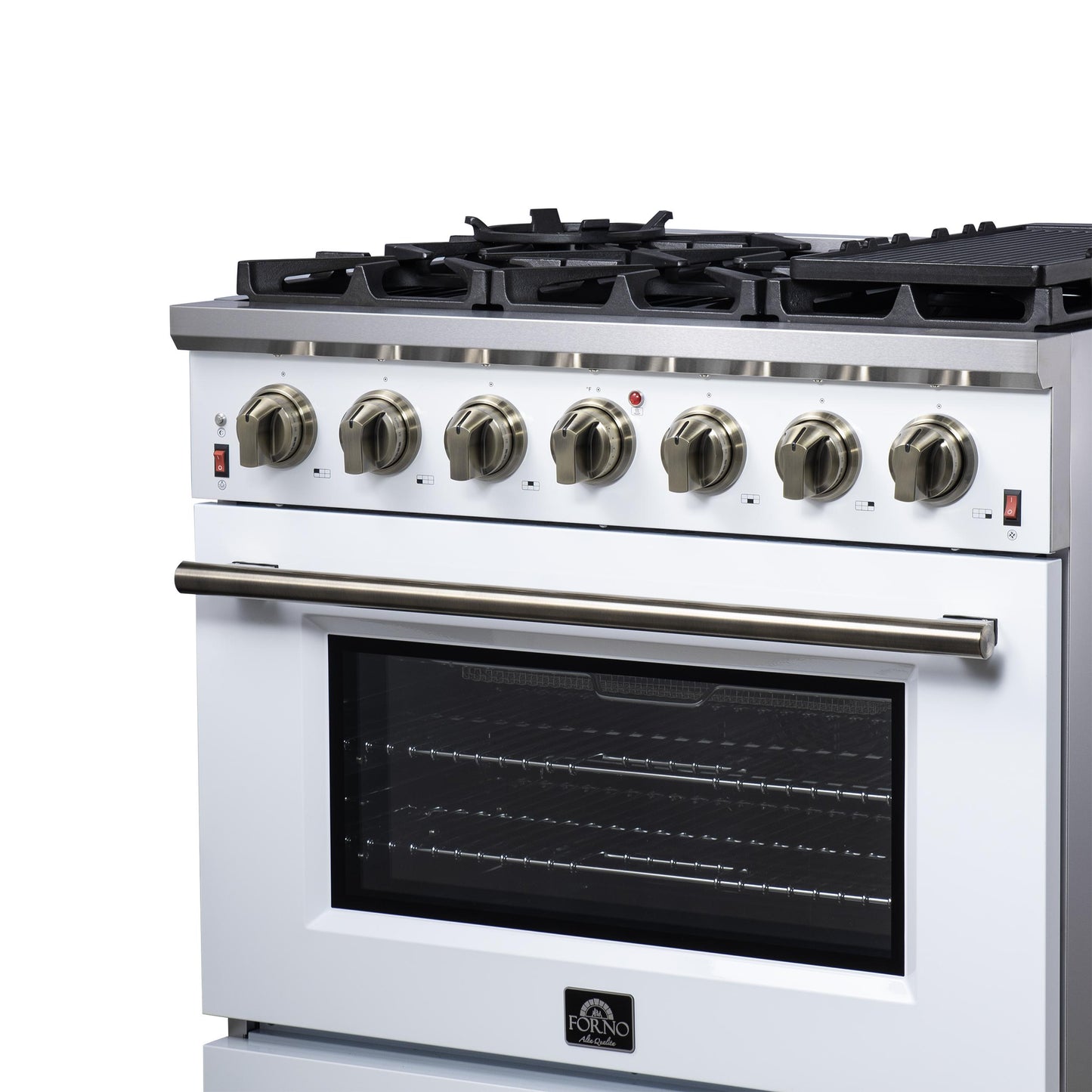 Forno FFSGS623936WHT Forno Massimo 36-Inch White Freestanding Gas Range, 6 Sealed Burners, Convection Oven, Energy Efficient
