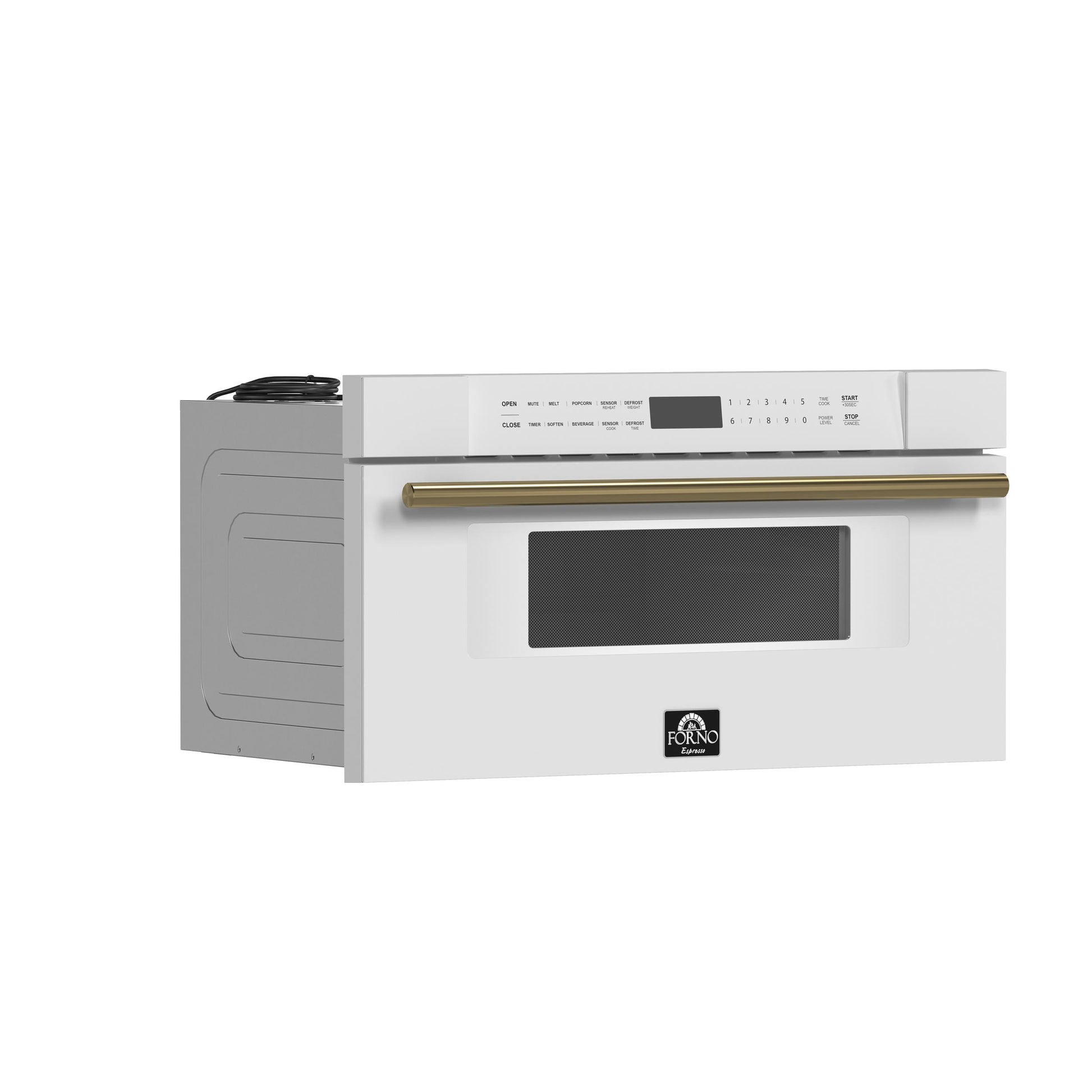 Forno FMWDR300030WHT Forno Capoliveri Espresso 30-Inch Microwave Drawer, White, 1.2 Cu.Ft, 1500 Watts, Built-In, Touch Control Lcd Display, Auto-Touch Open/Close, 11 Power Levels, Sensor Cooking