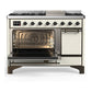 Ilve UM48FQNR3AWB Ilve Um48Fqnr3Awb Majestic Iii 48 Inch Dual Fuel Range With 8 Burners And Griddle, Dual Function Burner Up To 25,000 Btu (Natural Gas, Solid Door, Antique White, Burnished)