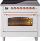 Ilve UPI366NMPWHP Nostalgie Ii 36 Inch Electric Freestanding Range In White With Copper Trim
