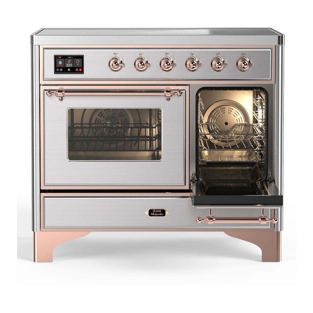 Ilve UMDIB40NR3SSP Ilve Umdib40Nr3Ssp Majestic Iii 40 Inch Induction Range With 6 Elements, 3.82 Cu. Ft. Total Oven Capacity (Triple Glass Door, Stainless Steel, Copper)