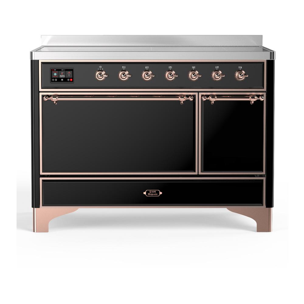 Ilve UMIB48QNR3BKP Ilve Umib48Qnr3Bkp Majestic Iii 48 Inch Induction Range With 6 Elements, 5.02 Cu. Ft. Total Oven Capacity (Solid Door, Glossy Black, Copper)