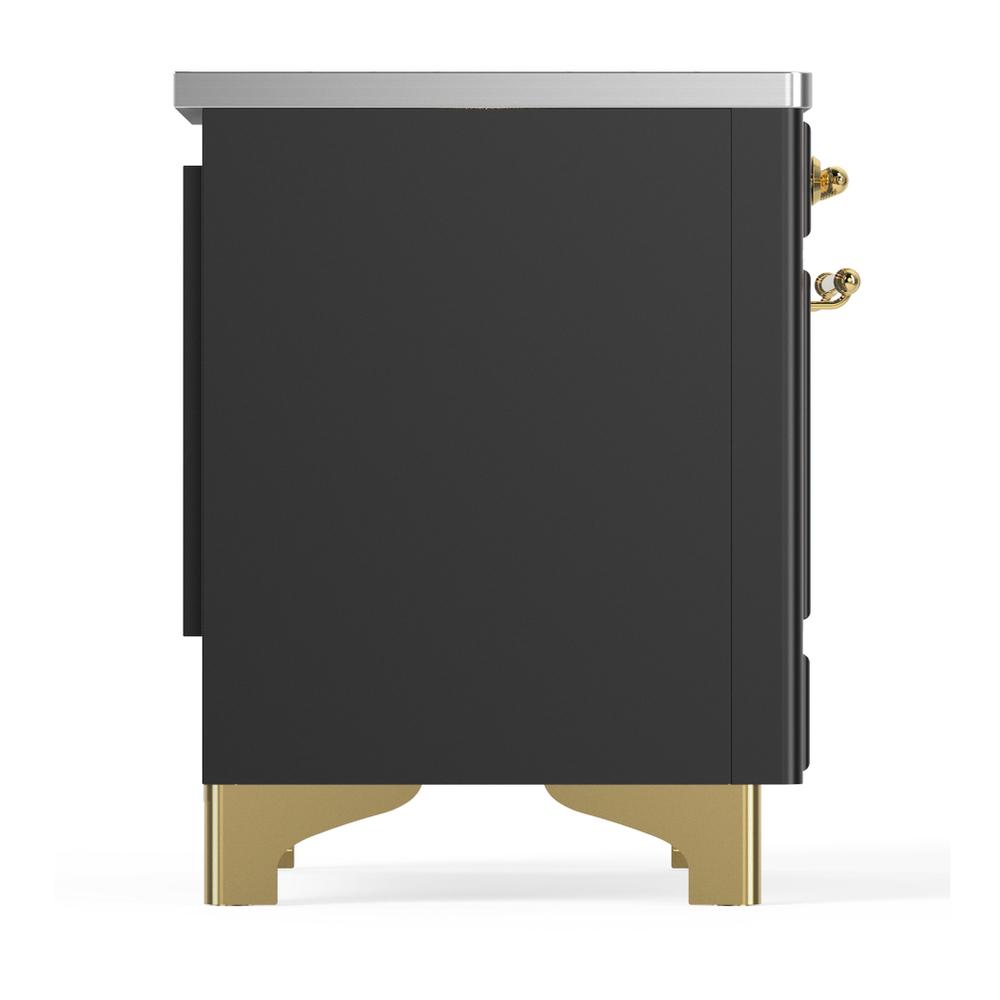 Ilve UMIB36QNR3MGG Ilve Umib36Qnr3Mgg Majestic Iii 36 Inch Induction Range With 6 Elements, 3.5 Cu. Ft. Total Oven Capacity (Solid Door, Graphite Matte, Brass)