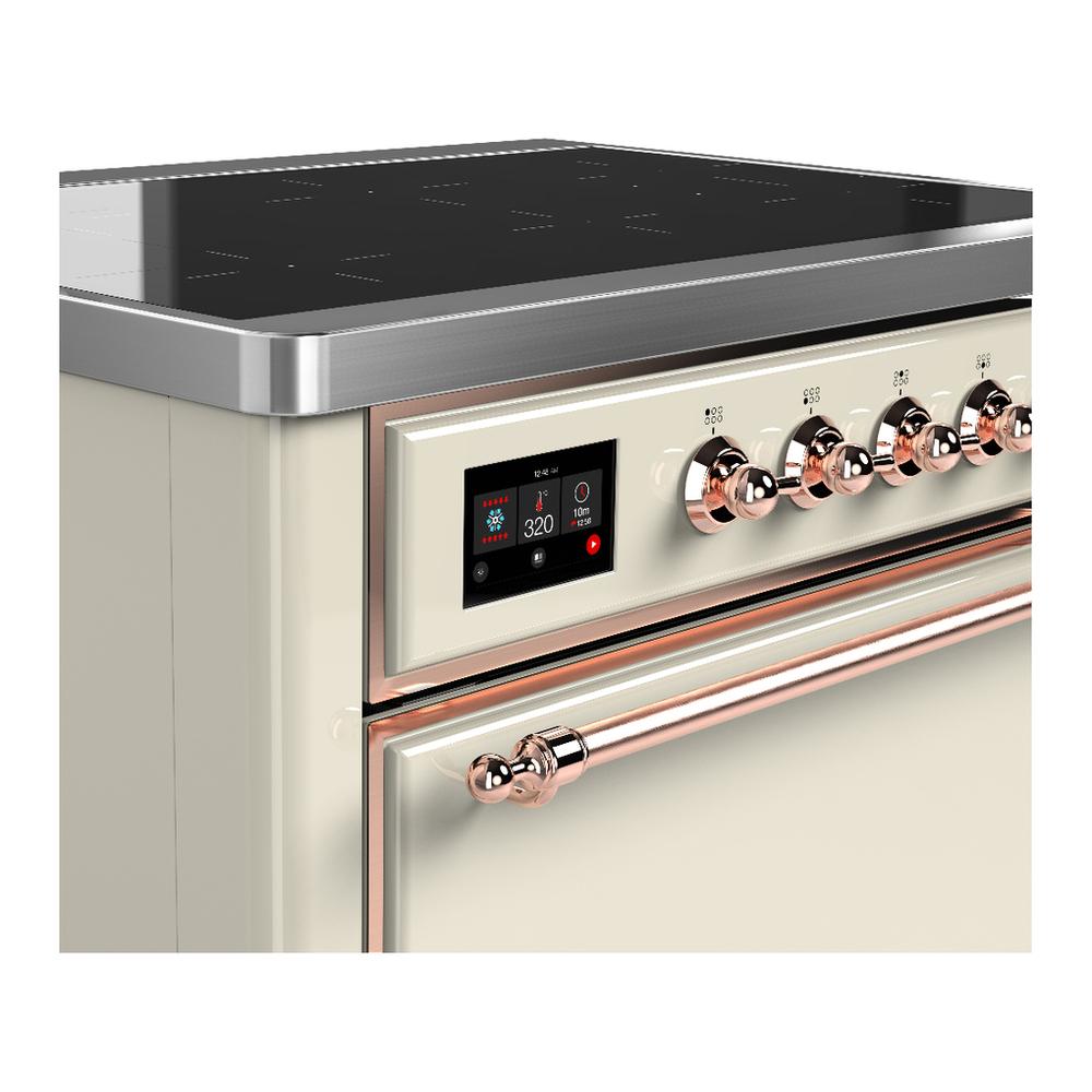 Ilve UMIB36QNR3AWP Ilve Umib36Qnr3Awp Majestic Iii 36 Inch Induction Range With 6 Elements, 3.5 Cu. Ft. Total Oven Capacity (Solid Door, Antique White, Copper)