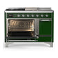 Ilve UM48FSQNR3EGCLP Ilve Um48Fsqnr3Egclp Majestic Iii 48 Inch Dual Fuel Range With 5 Black Brass Burners, Griddle And French Top, Dual Function Burner Up To 25,000 Btu (Liquid Propane, Solid Door, Emerald Green, Chrome)