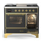 Ilve UMD40FNR3MGGLP Ilve Umd40Fnr3Mgglp Majestic Iii 40 Inch Dual Fuel Range With 6 Burners And Griddle, Dual Function Burner Up To 25,000 Btu (Liquid Propane, Triple Glass Door, Graphite Matte, Brass)