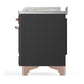 Ilve UM48FSQNR3MGPLP Ilve Um48Fsqnr3Mgplp Majestic Iii 48 Inch Dual Fuel Range With 5 Black Brass Burners, Griddle And French Top, Dual Function Burner Up To 25,000 Btu (Liquid Propane, Solid Door, Graphite Matte, Copper)