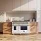 Forno FFSGS612548WHT Forno Massimo 48 Inch Freestanding Dual Fuel Range In White With Antique Brass Accessories, 8 Burners, 6.58 Cu. Ft. Convection Oven