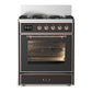 Ilve UM30NR3MGP Ilve Um30Nr3Mgp Majestic Iii 30 Inch Dual Fuel Range With 5 Black Brass Burners, Dual Function Burner Up To 25,000 Btu (Natural Gas, Triple Glass Door, Graphite Matte, Copper)