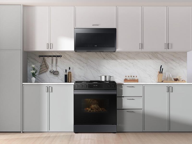 Samsung NSG6DG8100MT Bespoke 6.0 Cu. Ft. Smart Slide-In Gas Range With Precision Knobs In Matte Black Steel