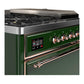 Ilve UM48FSQNR3EGPLP Ilve Um48Fsqnr3Egplp Majestic Iii 48 Inch Dual Fuel Range With 5 Black Brass Burners, Griddle And French Top, Dual Function Burner Up To 25,000 Btu (Liquid Propane, Solid Door, Emerald Green, Copper)