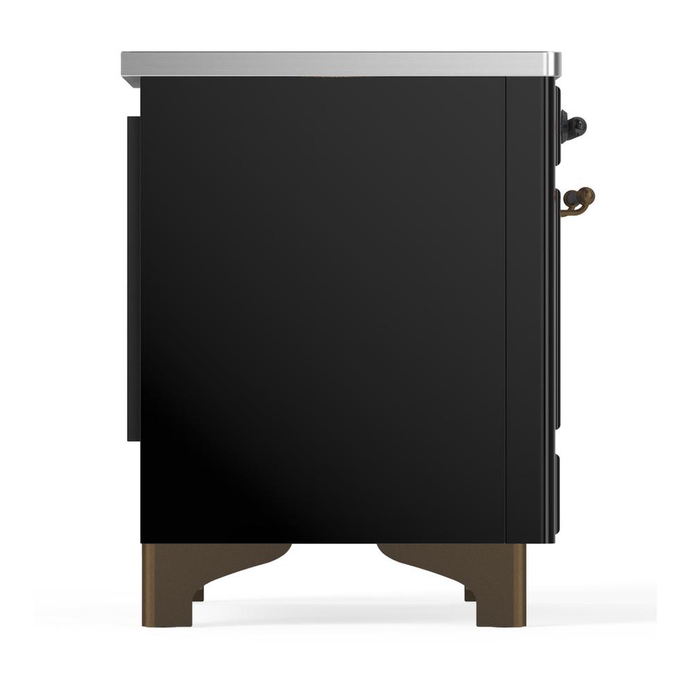 Ilve UMIB36NR3BKB Ilve Umib36Nr3Bkb Majestic Iii 36 Inch Induction Range With 6 Elements, 3.5 Cu. Ft. Total Oven Capacity (Triple Glass Door, Glossy Black, Burnished)