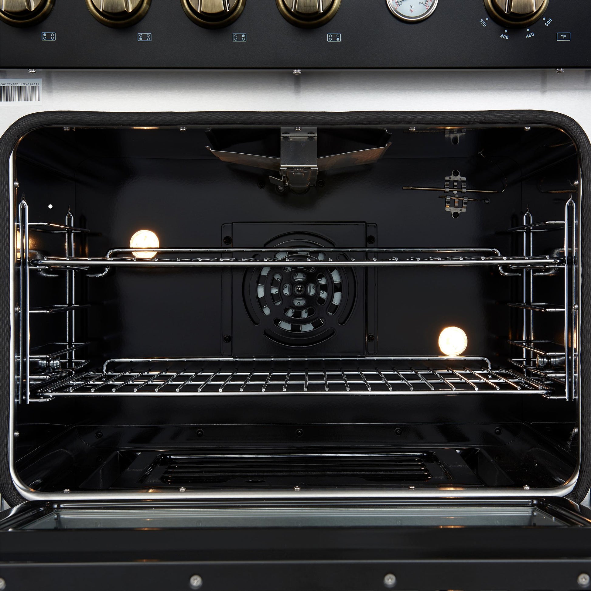 Forno FFSGS627730BLK Marco 30-Inch Gas Range Black & Antique Brass Design, 4 Burners 37,000 Btu, 4.32 Cu.Ft. Convection Oven